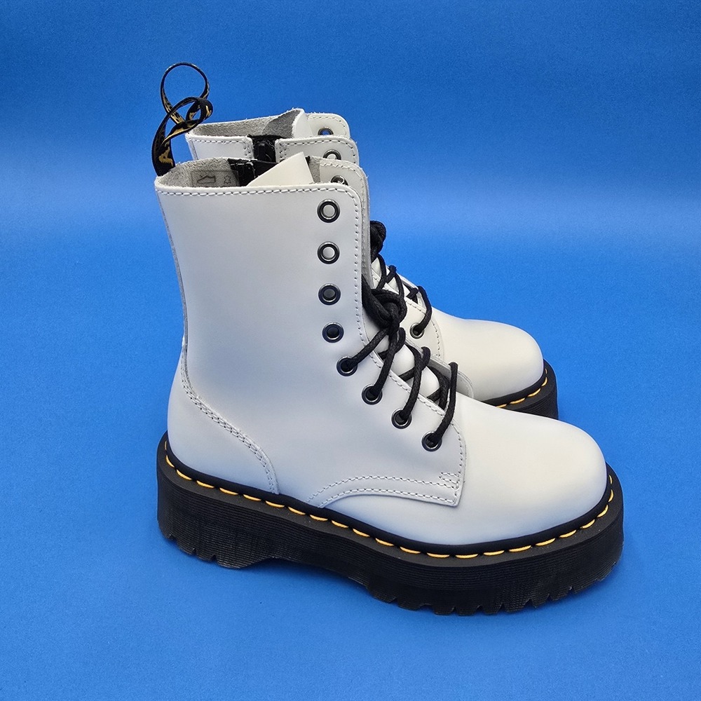 DR. MARTENS JADON LEATHER PLATFORM 6 Ladies White NEW